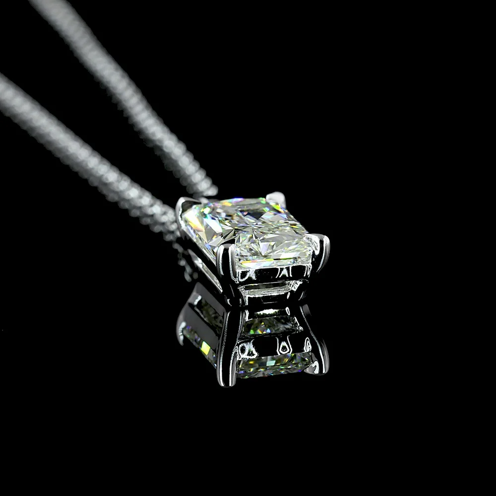 14K White Gold North-South Solitaire Pendant with Radiant Cut Lab Diamond - 1.53 Carat Total Weight, VS1 Clarity - Covaloro Fine Jewelry - Image 3