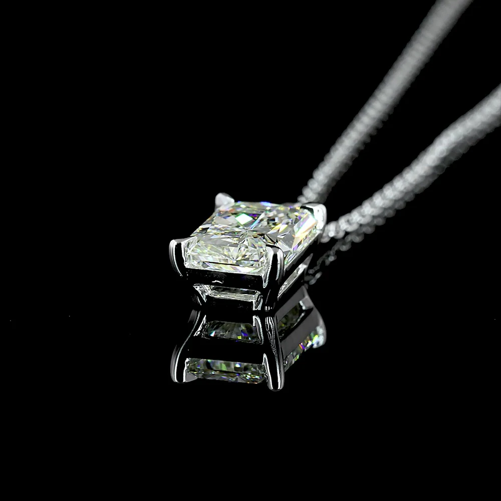14K White Gold North-South Solitaire Pendant with Radiant Cut Lab Diamond - 1.53 Carat Total Weight, VS1 Clarity - Covaloro Fine Jewelry - Image 4