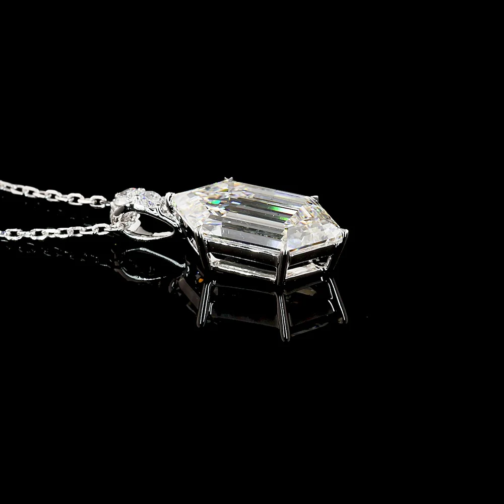 14K White Gold North-South Step Marquise Lab Diamond Pendant with Brilliant Cut Accents - 2.20 Carats Total Diamond Weight - Covaloro Fine Jewelry - Image 2