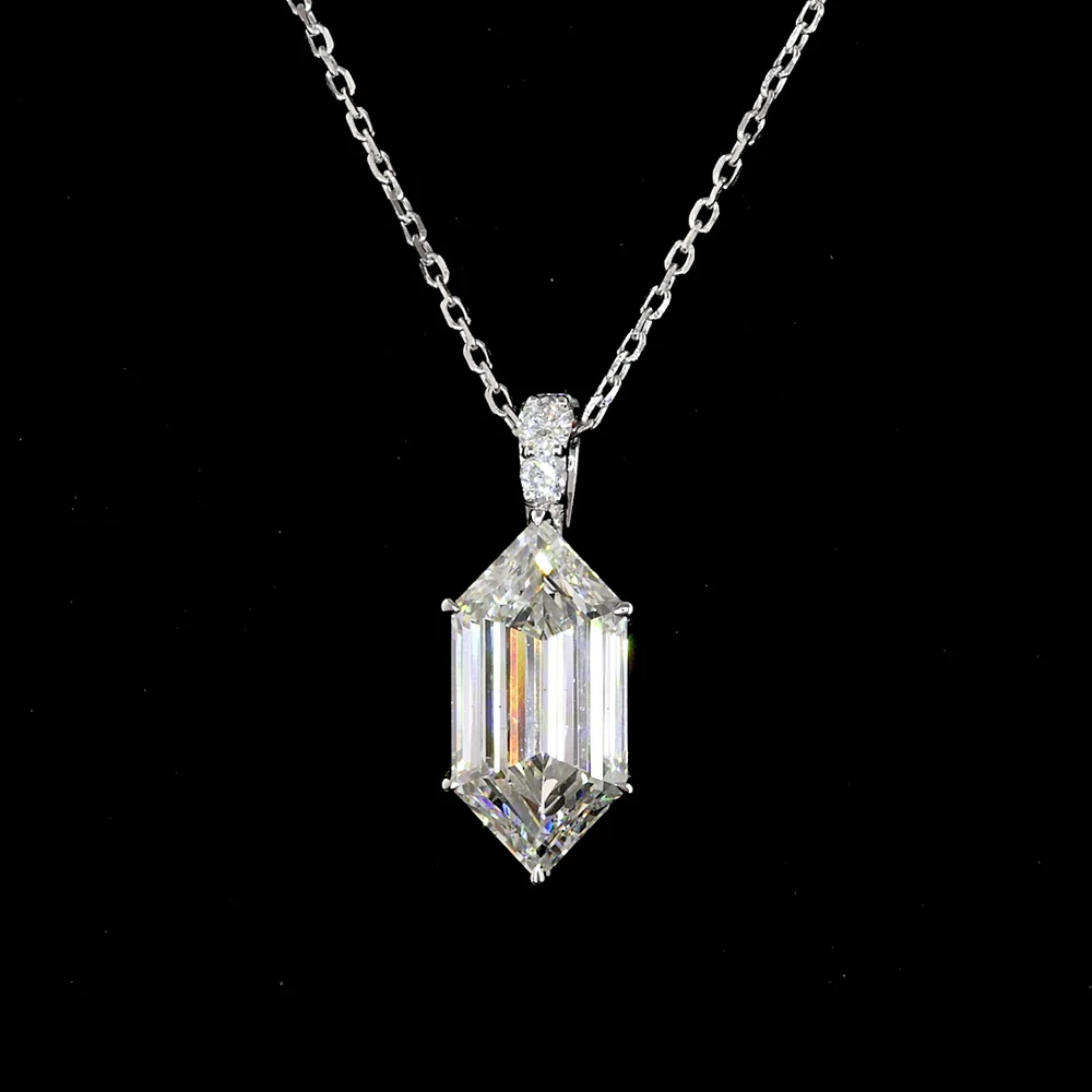 14K White Gold North-South Step Marquise Lab Diamond Pendant with Brilliant Cut Accents - 2.20 Carats Total Diamond Weight - Covaloro Fine Jewelry - Image 3