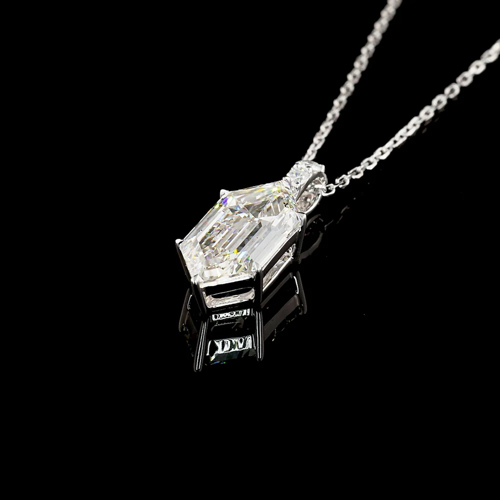 14K White Gold North-South Step Marquise Lab Diamond Pendant with Brilliant Cut Accents - 2.20 Carats Total Diamond Weight - Covaloro Fine Jewelry - Image 4