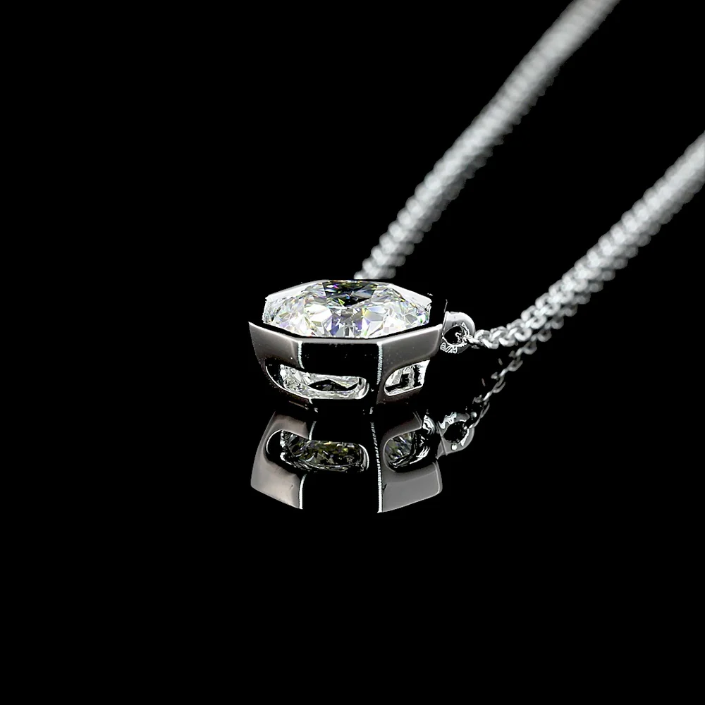 14K White Gold Octagon Nova Lab Diamond Solitaire Pendant - 1.10 Carat Total Weight, Bezel Set, VVS2 Clarity - Covaloro Fine Jewelry - Image 4
