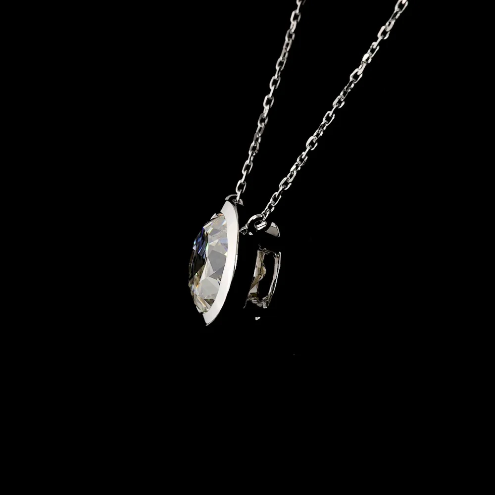 14K White Gold Old European Cut Lab Diamond Solitaire Pendant - 3.21 Carat Total Weight, E-F Color, VS2 Clarity, Bezel Setting - Covaloro Fine Jewelry - Image 4