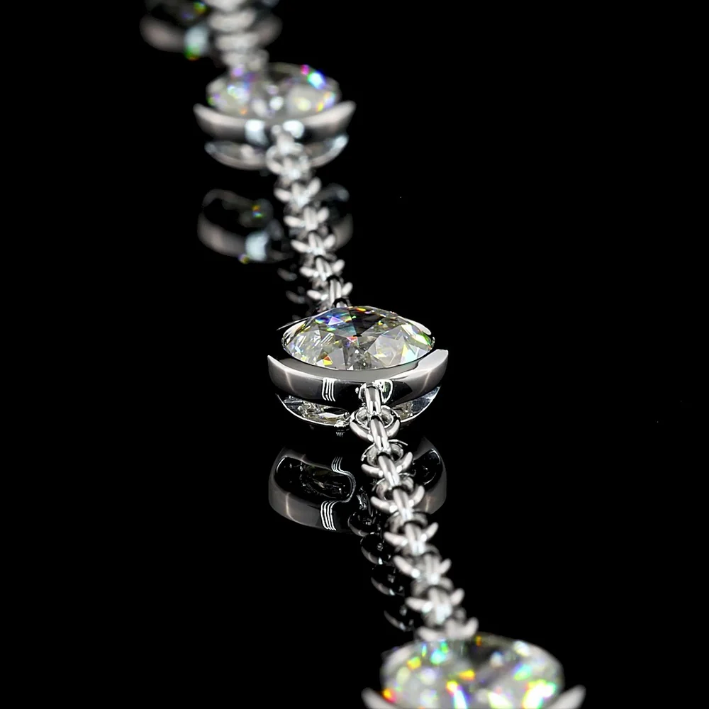 14K White Gold Old European Cut Lab Diamond Station Bracelet - 5.25 Carat Total Weight, Bezel Set, E-F Color VVS2 Clarity - Covaloro Fine Jewelry - Image 2