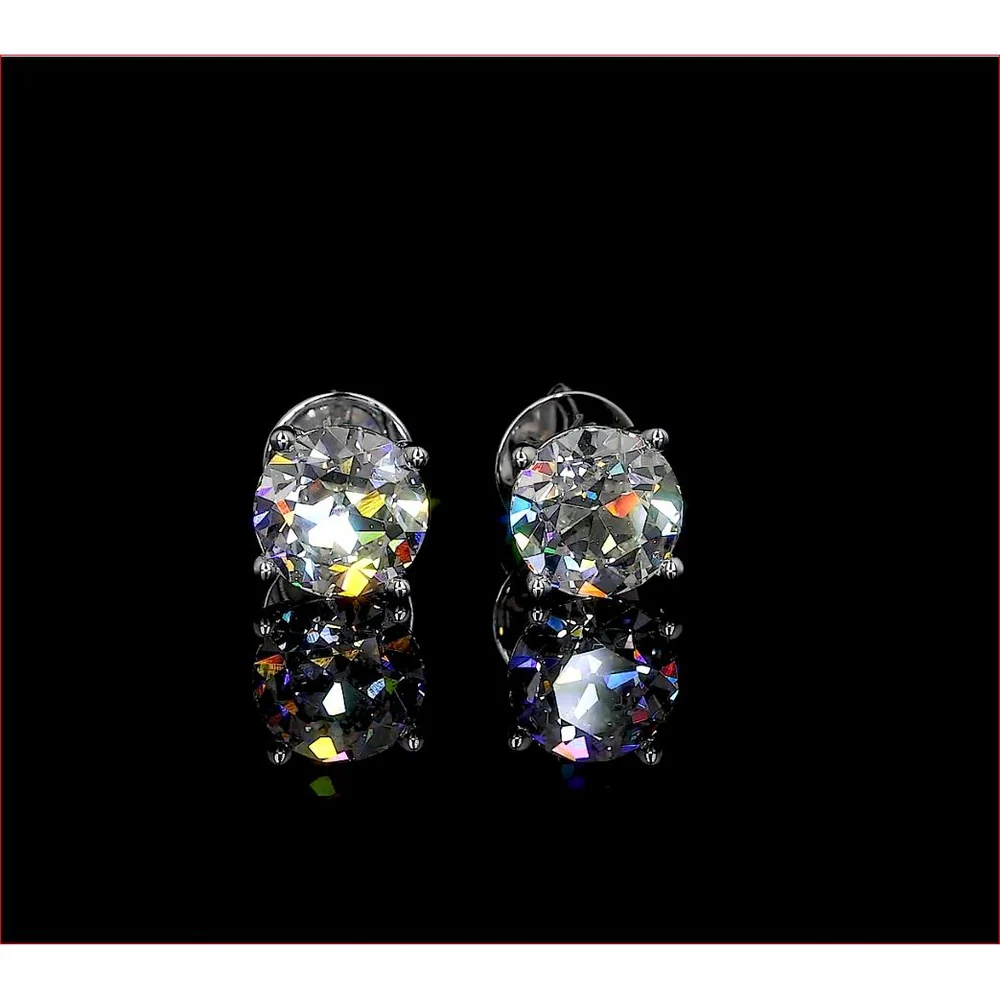 14K White Gold Old European Cut Lab Diamond Stud Earrings - 2.02 Carat Total Weight, D VS1 Quality - Covaloro Fine Jewelry