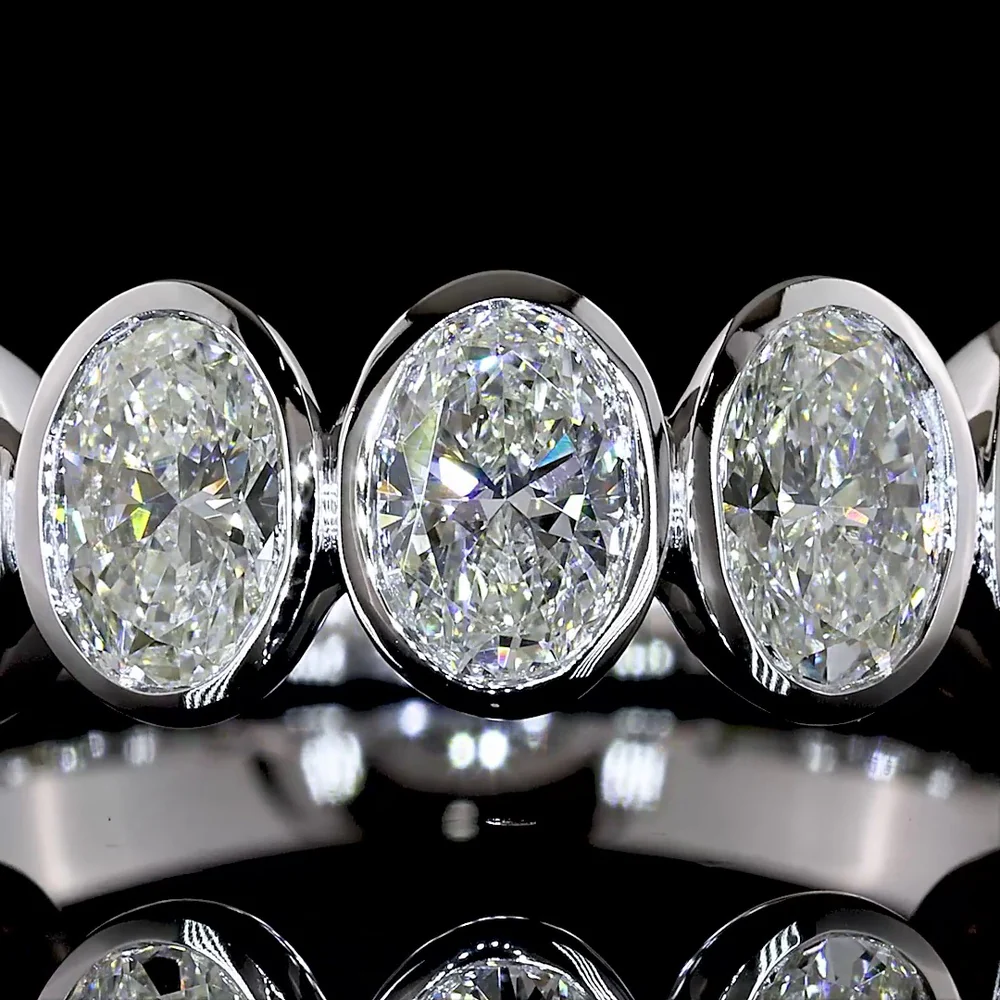 14K White Gold Oval Cut Bezel Set 7 Stone Eternity Band - 2.20 Carat Total Weight Lab Diamonds, E-F Color VS1 Clarity - Covaloro Fine Jewelry - Image 2