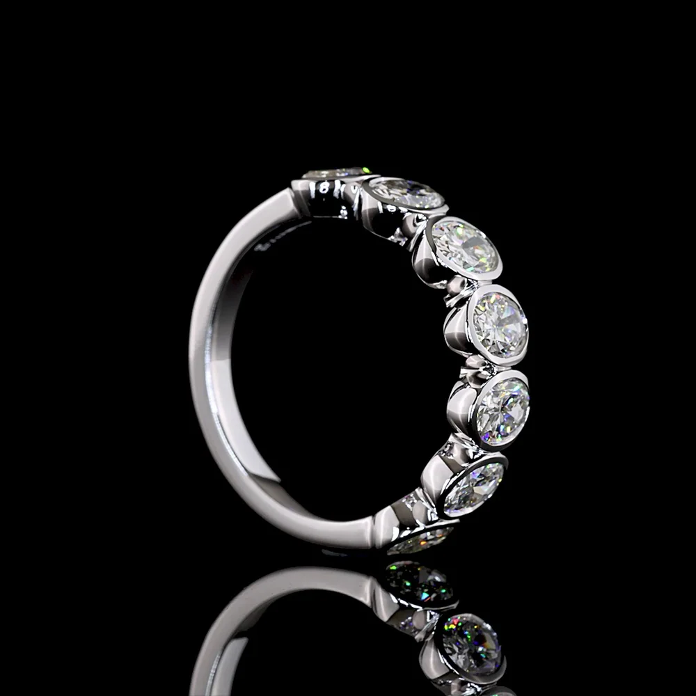 14K White Gold Oval Cut Bezel Set 7 Stone Eternity Band - 2.20 Carat Total Weight Lab Diamonds, E-F Color VS1 Clarity - Covaloro Fine Jewelry - Image 3