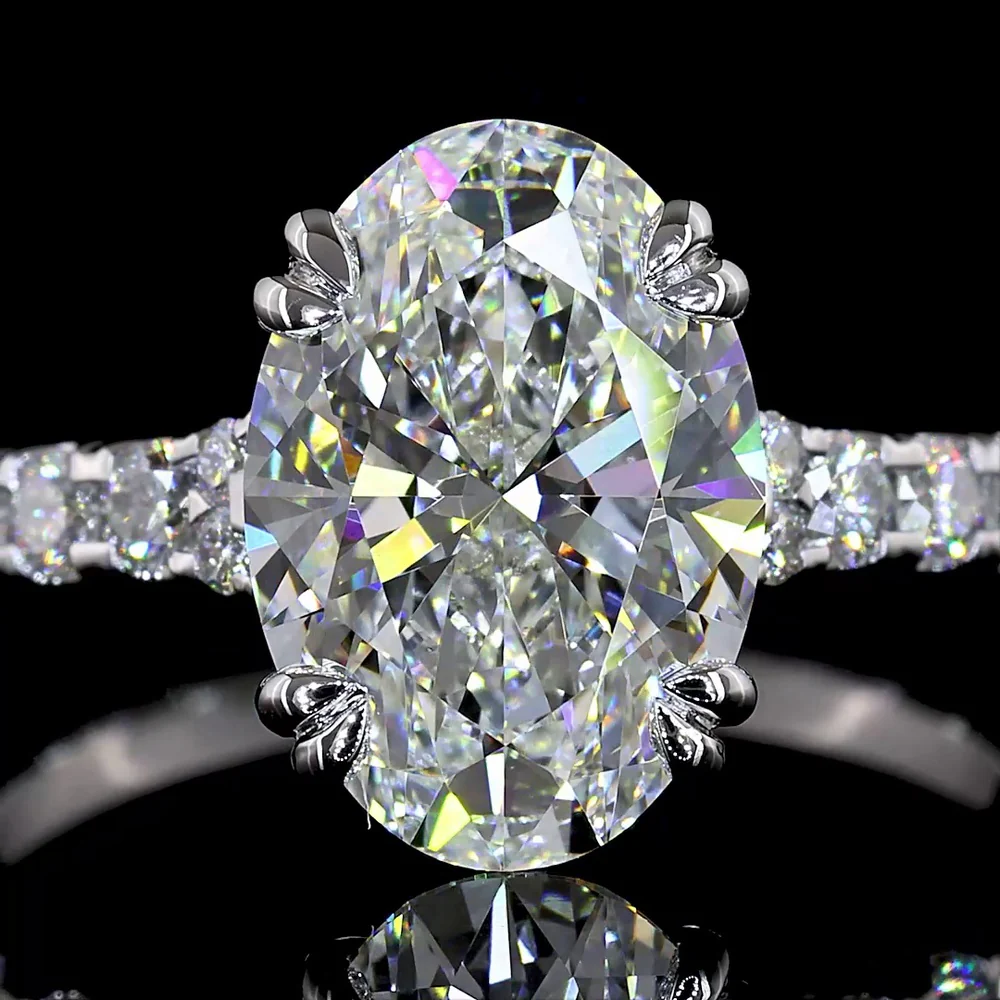 14K White Gold Oval Cut Hidden Halo Ring with Lab Diamonds - 2.54 Carats Center Stone, 3.16 Carats Total Diamond Weight - Covaloro Fine Jewelry - Image 2