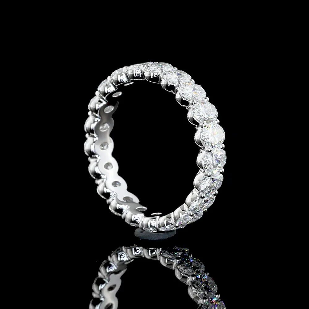 14K White Gold Oval Cut Lab Diamond Eternity Band - 2.95 Carat Total Weight, D VS1 Clarity, 21 Stones - Covaloro Fine Jewelry - Image 3