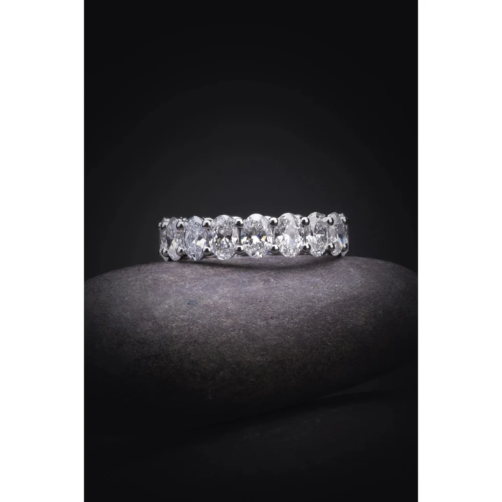 14K White Gold Oval Cut Lab Diamond Eternity Band - 8.13 Carat Total Weight, D VVS2 Clarity, North-South Prong Set - Covaloro Fine Jewelry - Image 2