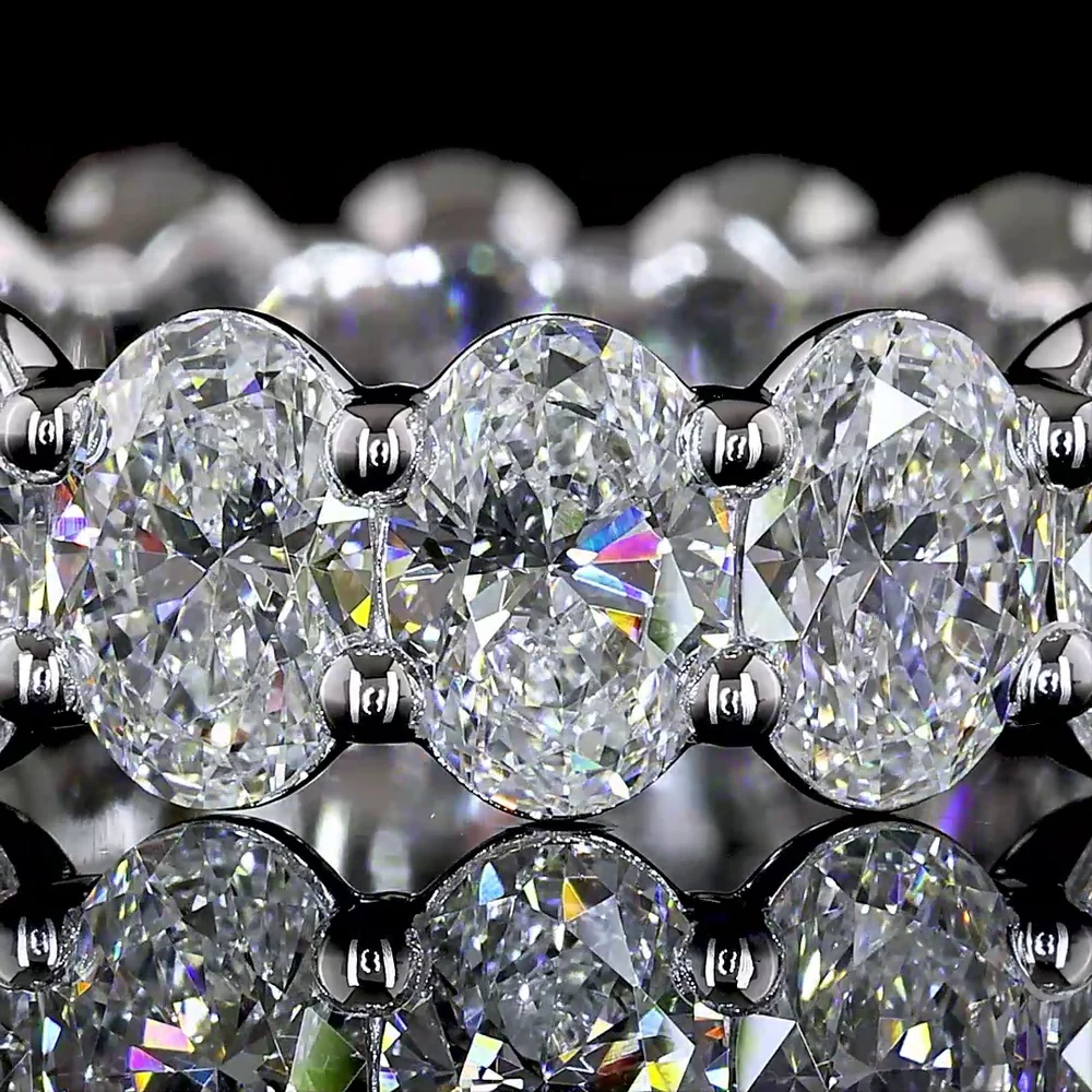 14K White Gold Oval Cut Lab Diamond Eternity Band with Prong Set North-South Orientation - 5.07 Carat Total Diamond Weight - Covaloro Fine Jewelry - Image 2