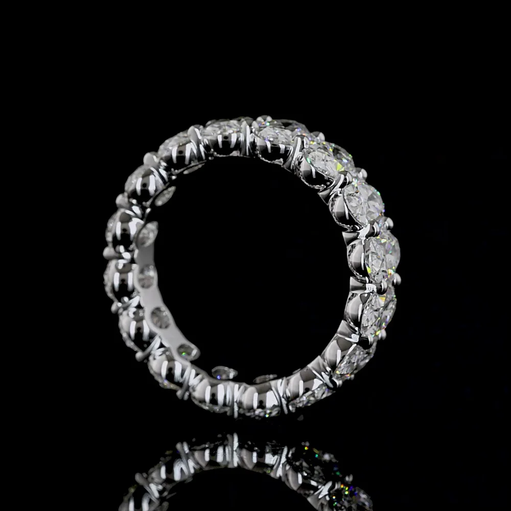 14K White Gold Oval Cut Lab Diamond Eternity Band with Prong Set North-South Orientation - 5.07 Carat Total Diamond Weight - Covaloro Fine Jewelry - Image 3