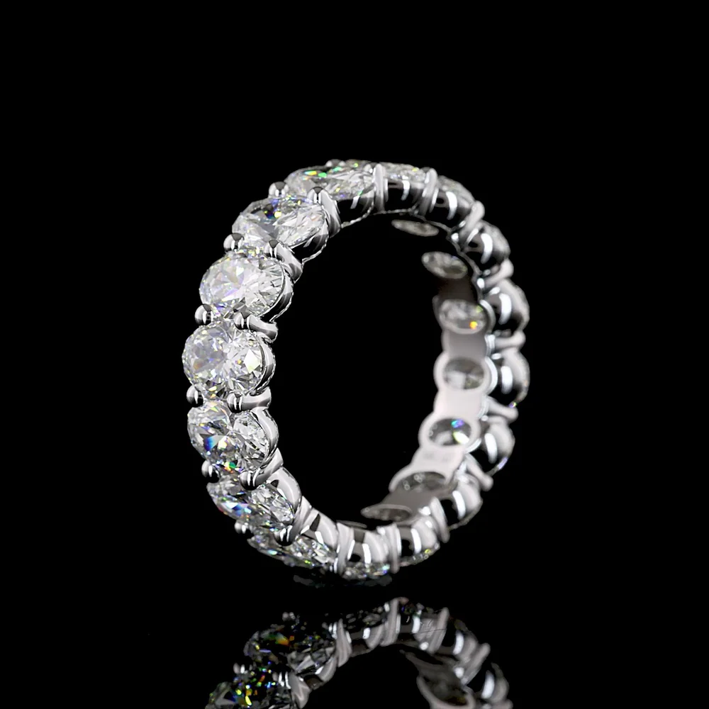 14K White Gold Oval Cut Lab Diamond Eternity Band with Prong Set North-South Orientation - 5.07 Carat Total Diamond Weight - Covaloro Fine Jewelry - Image 4