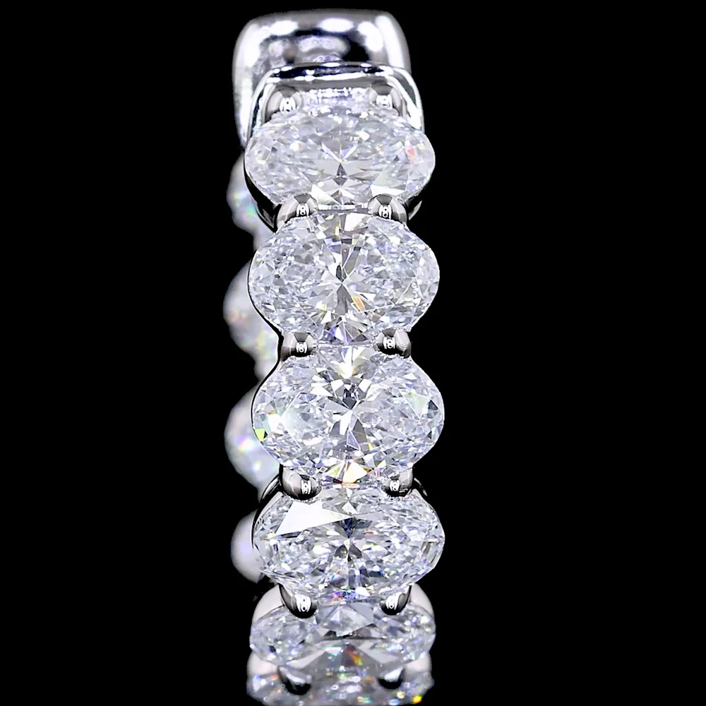 14K White Gold Oval Cut Lab Diamond Huggie Earrings - 1.88 Carats Total Diamond Weight - Covaloro Fine Jewelry - Image 3