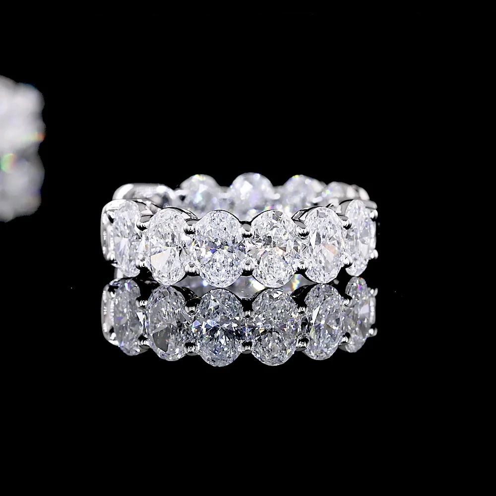 14K White Gold Oval Cut Lab Diamond Huggie Earrings - 1.88 Carats Total Diamond Weight - Covaloro Fine Jewelry - Image 4