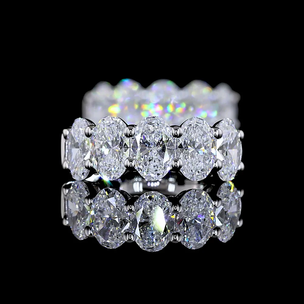 14K White Gold Oval Cut Lab Diamond Huggie Earrings - 2.02 Carat Total Weight (10 Stones, E-F Color, VS Clarity, Prong Set) - Covaloro Fine Jewelry - Image 4