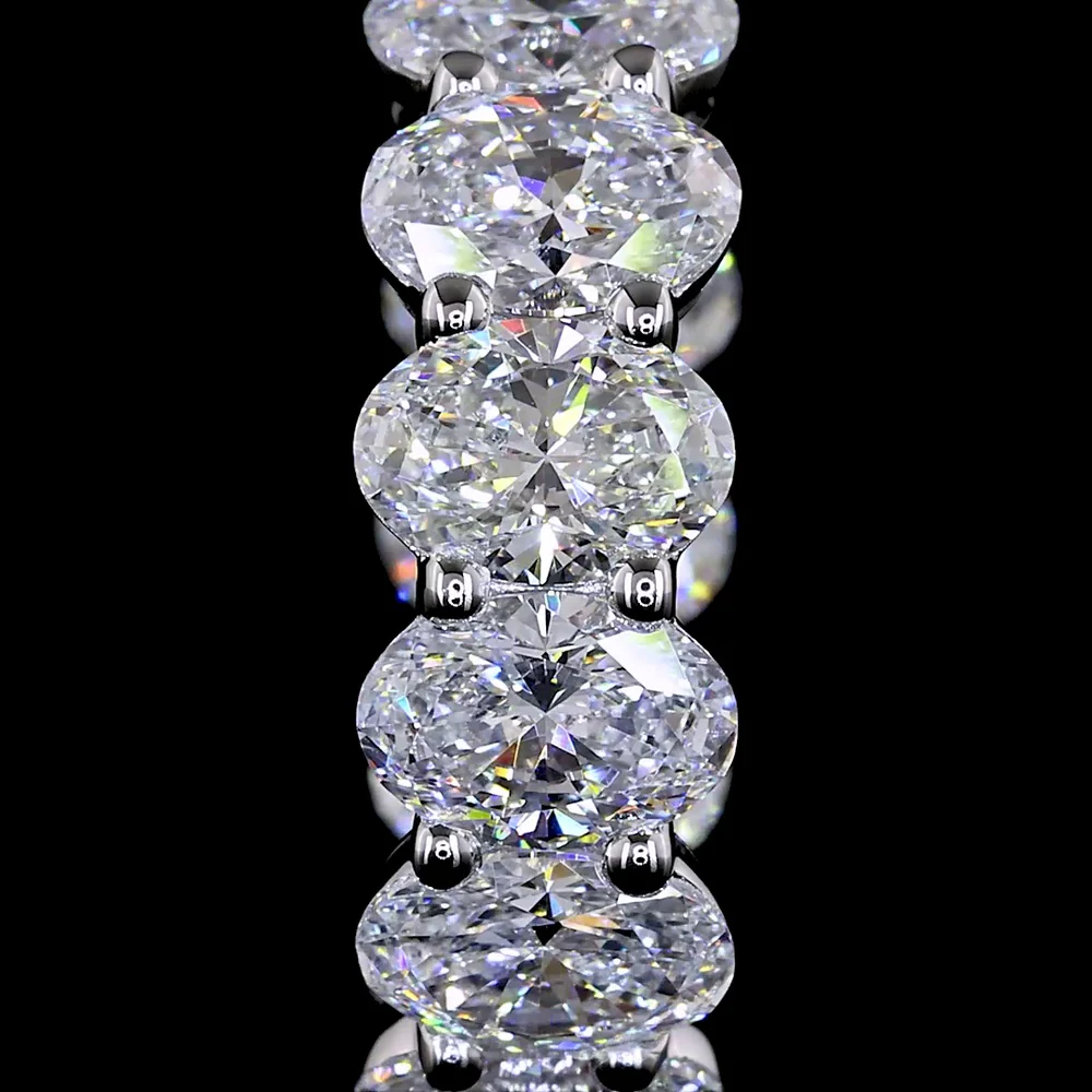 14K White Gold Oval Cut Lab Diamond Huggie Earrings - 6.24 Total Carat Weight, E-F Color VS1 Clarity, Prong Set - Covaloro Fine Jewelry - Image 3