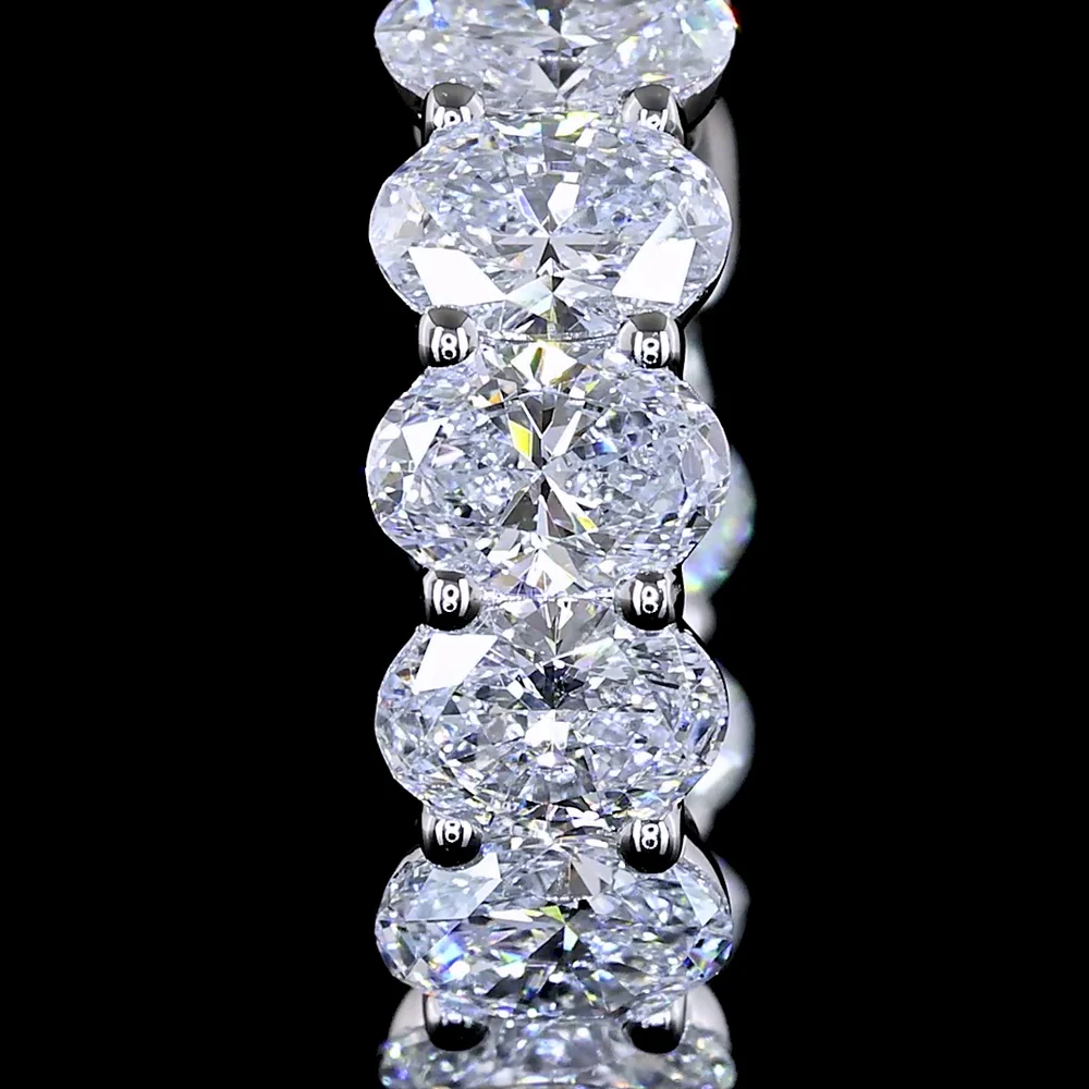 14K White Gold Oval-Cut Lab Diamond Huggie Earrings - Prong Set with 20 Stones, E-F VS Quality - 1.97 Total Carat Weight - Covaloro Fine Jewelry - Image 3