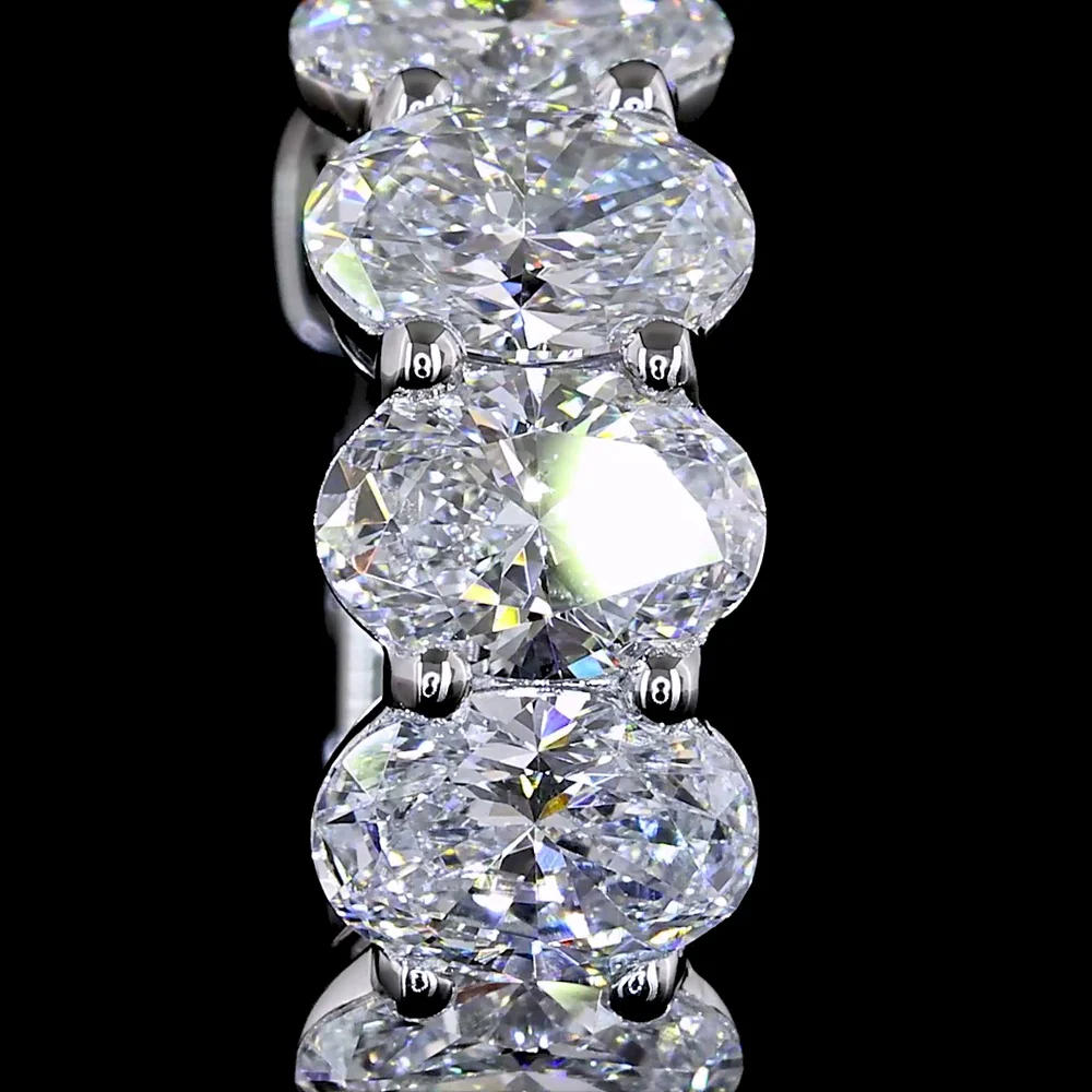 14K White Gold Oval Cut Lab Diamond Huggie Earrings with Secure Hinged Backs - 2.05 Carats Total Diamond Weight, E-F VS Clarity - Covaloro Fine Jewelry - Image 3