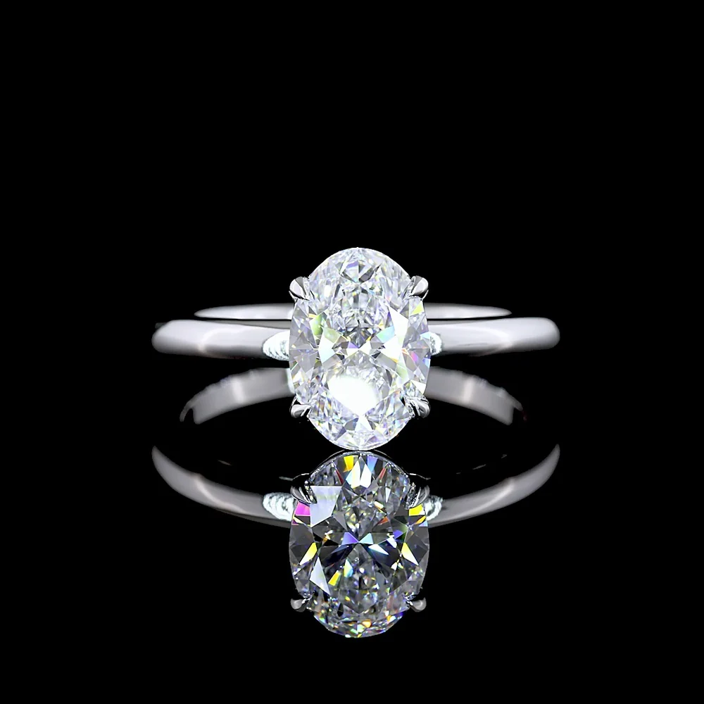 14K White Gold Oval Cut Lab Diamond Solitaire Ring - 1.55 Carat D VVS1 IGI Certified - Covaloro Fine Jewelry