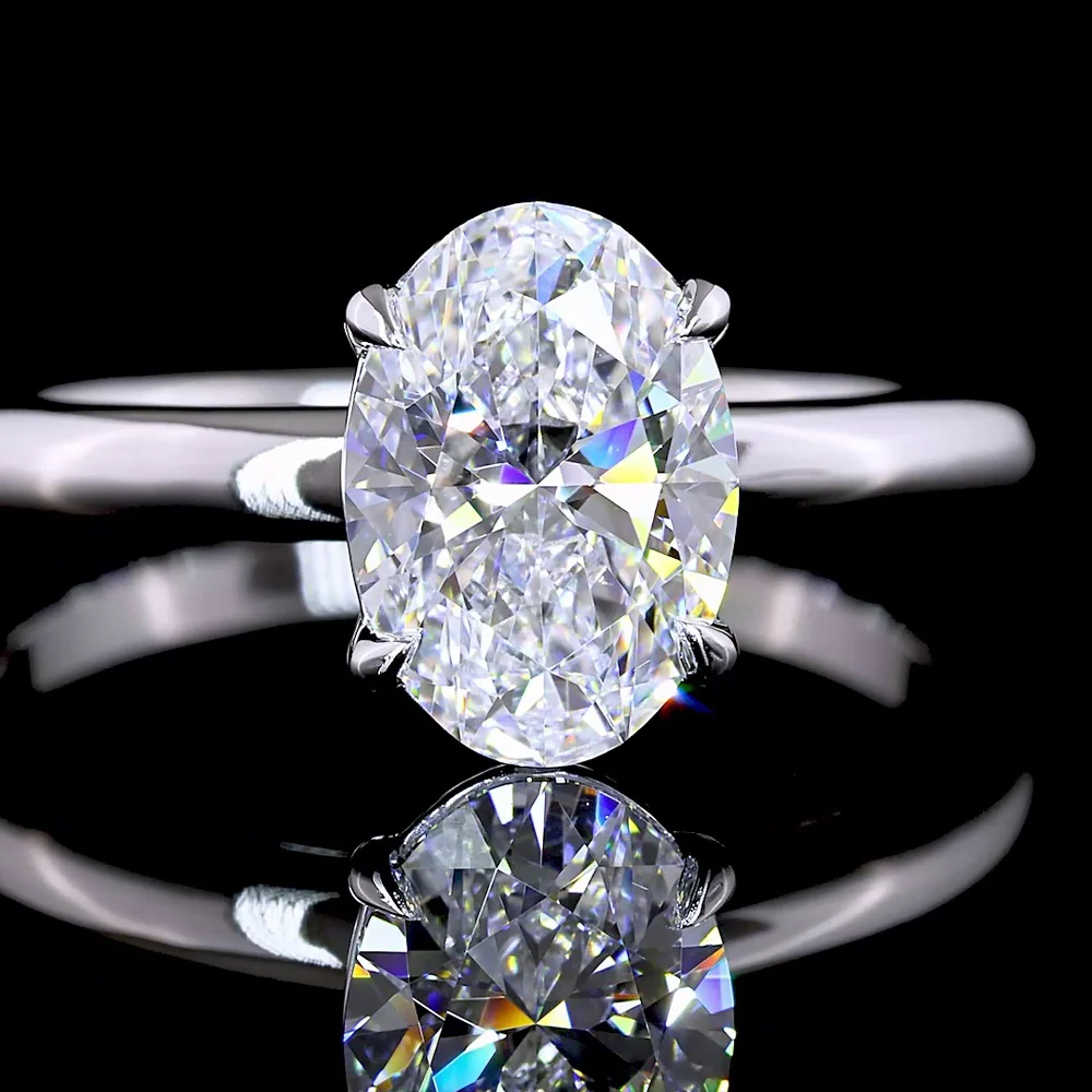 14K White Gold Oval Cut Lab Diamond Solitaire Ring - 1.55 Carat D VVS1 IGI Certified - Covaloro Fine Jewelry - Image 2