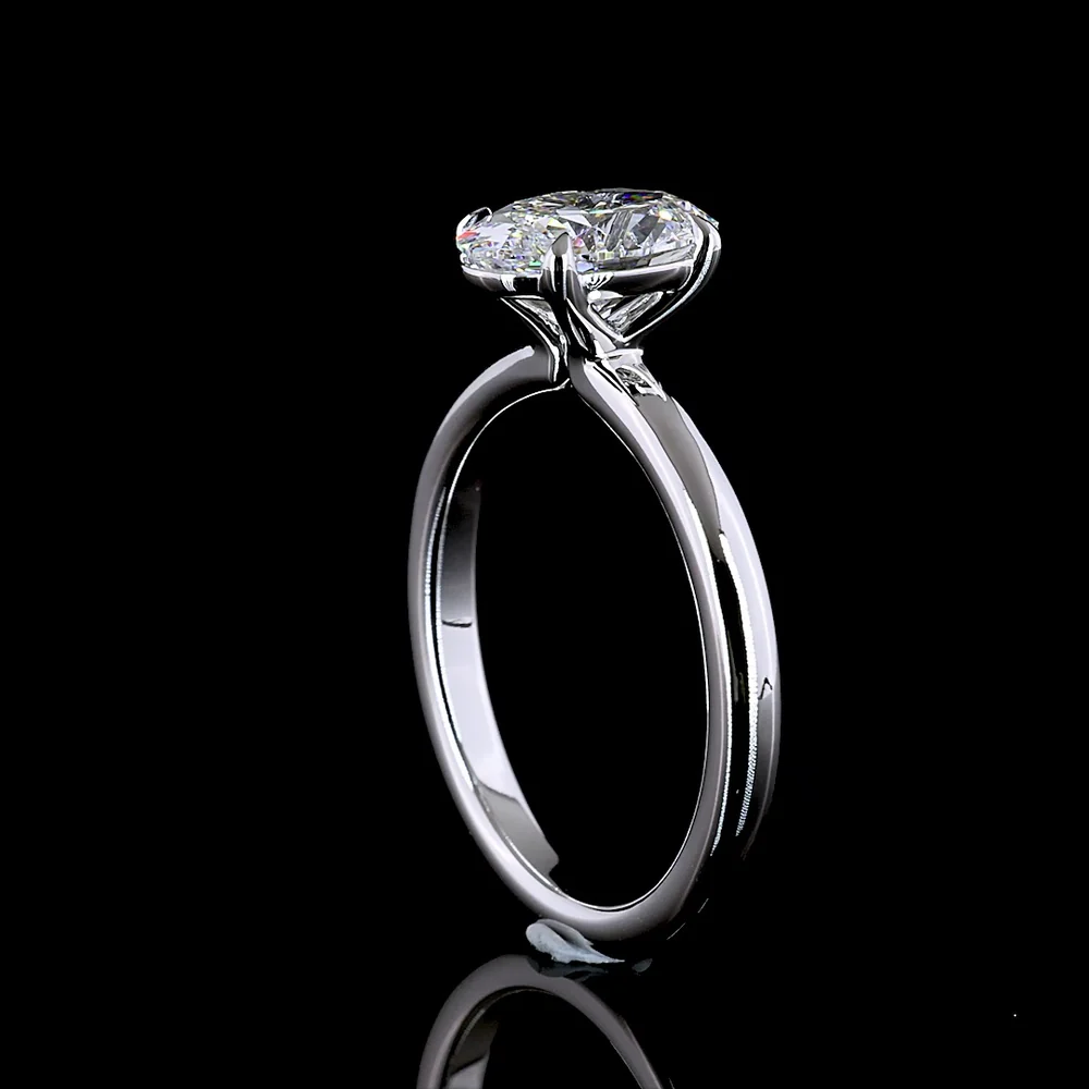 14K White Gold Oval Cut Lab Diamond Solitaire Ring - 1.55 Carat D VVS1 IGI Certified - Covaloro Fine Jewelry - Image 3