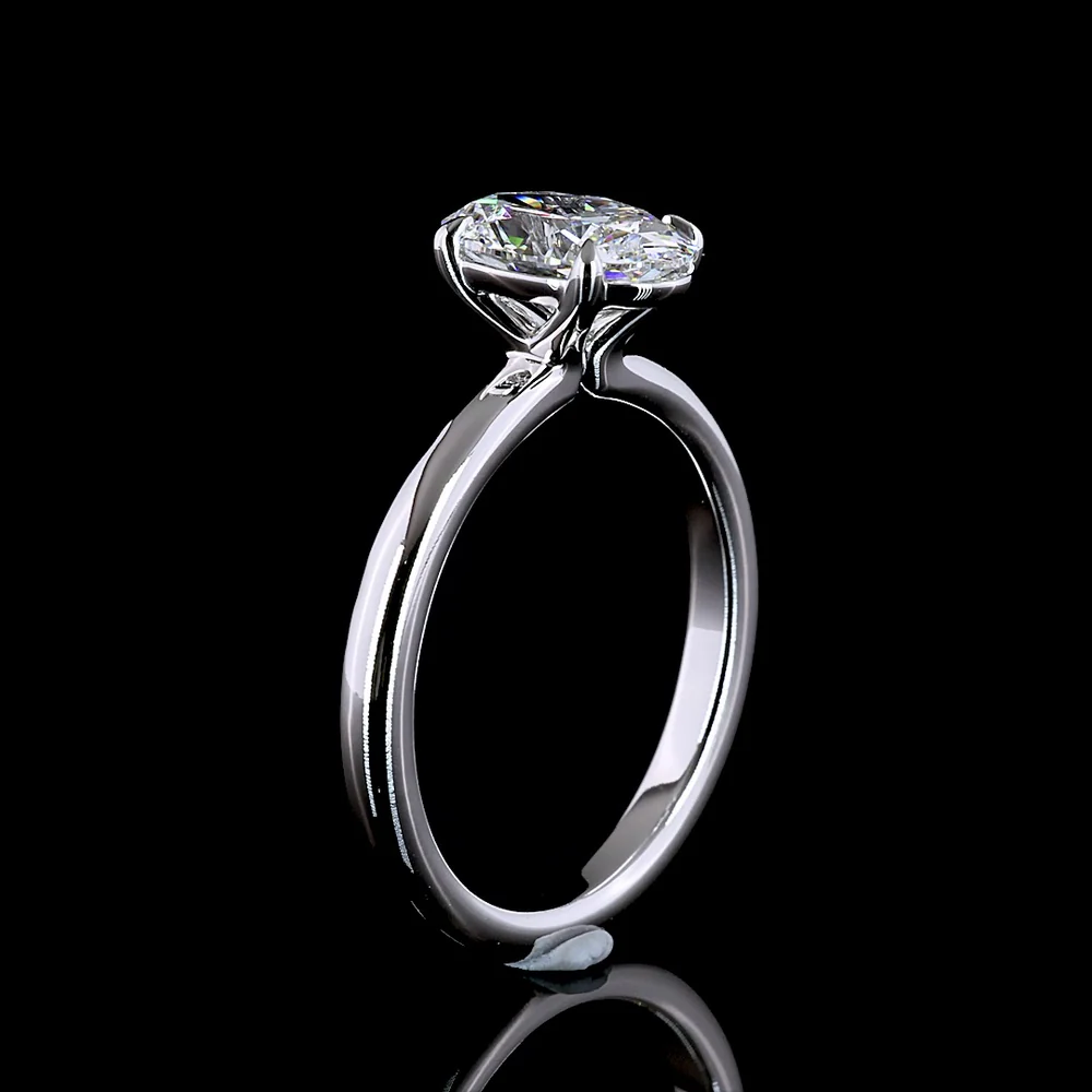 14K White Gold Oval Cut Lab Diamond Solitaire Ring - 1.55 Carat D VVS1 IGI Certified - Covaloro Fine Jewelry - Image 4