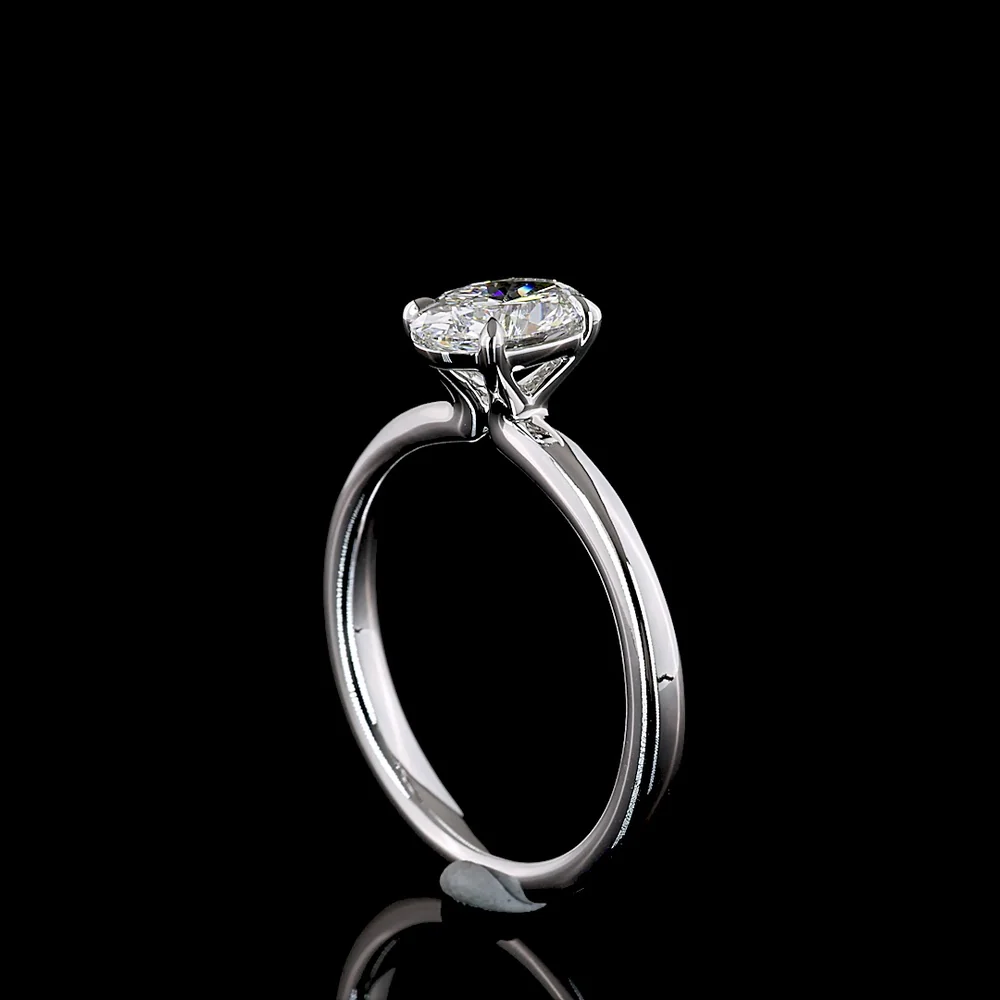 14K White Gold Oval Cut Lab Diamond Solitaire Ring - D VVS2 Clarity, IGI Certified, 1.03 Carat Total Weight, North-South Prong Setting - Covaloro Fine Jewelry - Image 3