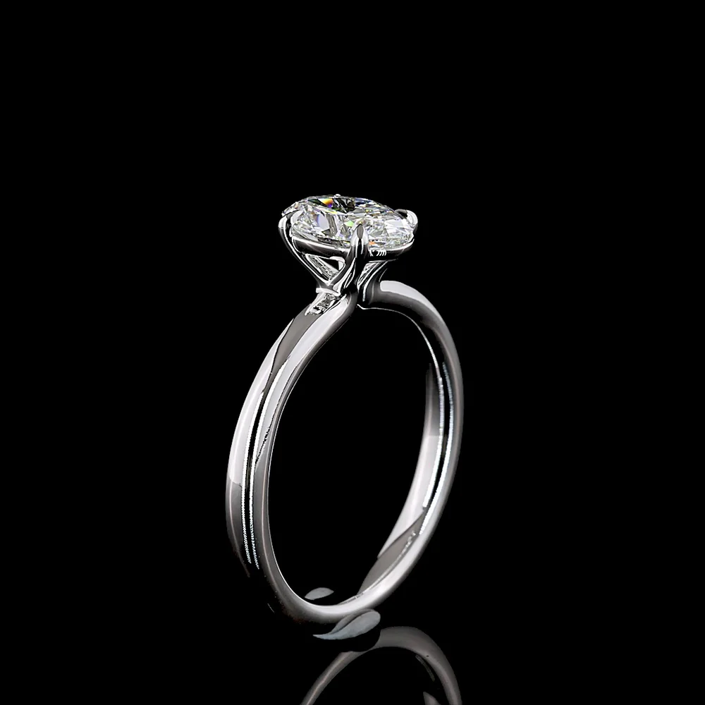 14K White Gold Oval Cut Lab Diamond Solitaire Ring - D VVS2 Clarity, IGI Certified, 1.03 Carat Total Weight, North-South Prong Setting - Covaloro Fine Jewelry - Image 4