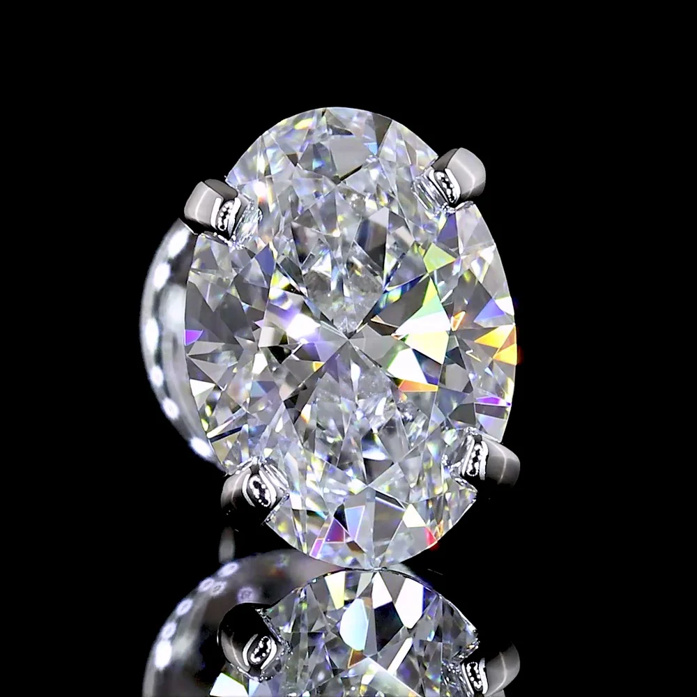 14K White Gold Oval Cut Lab Diamond Stud Earrings - 1.45 Carat Total Weight (0.73 Carat Each) with E-F Color VS Clarity - Covaloro Fine Jewelry - Image 2