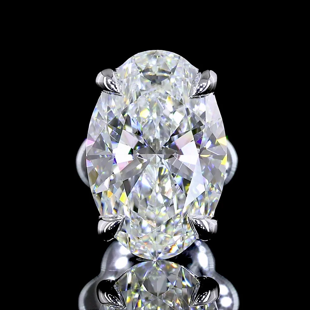 14K White Gold Oval Cut Lab Diamond Stud Earrings - 2.55 Carat Total Weight with Prong Setting and VVS2 Clarity - Covaloro Fine Jewelry - Image 3