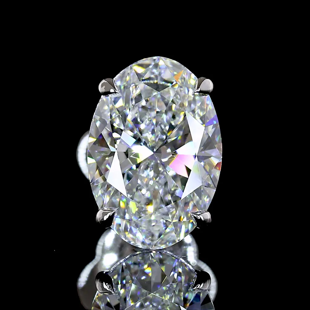 14K White Gold Oval Cut Lab Diamond Stud Earrings - 3.02 Carat Total Weight with E-F VS1 Diamonds and North-South Prong Setting - Covaloro Fine Jewelry - Image 3