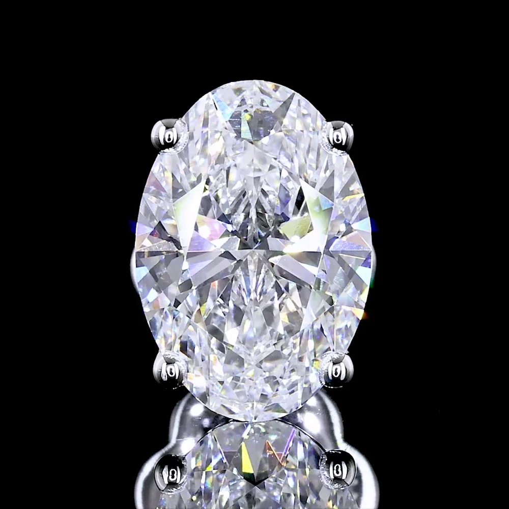 14K White Gold Oval Cut Lab Diamond Stud Earrings - 3.42 Carat Total Weight, GIA Certified E-F VS1-VVS2 - Covaloro Fine Jewelry - Image 3