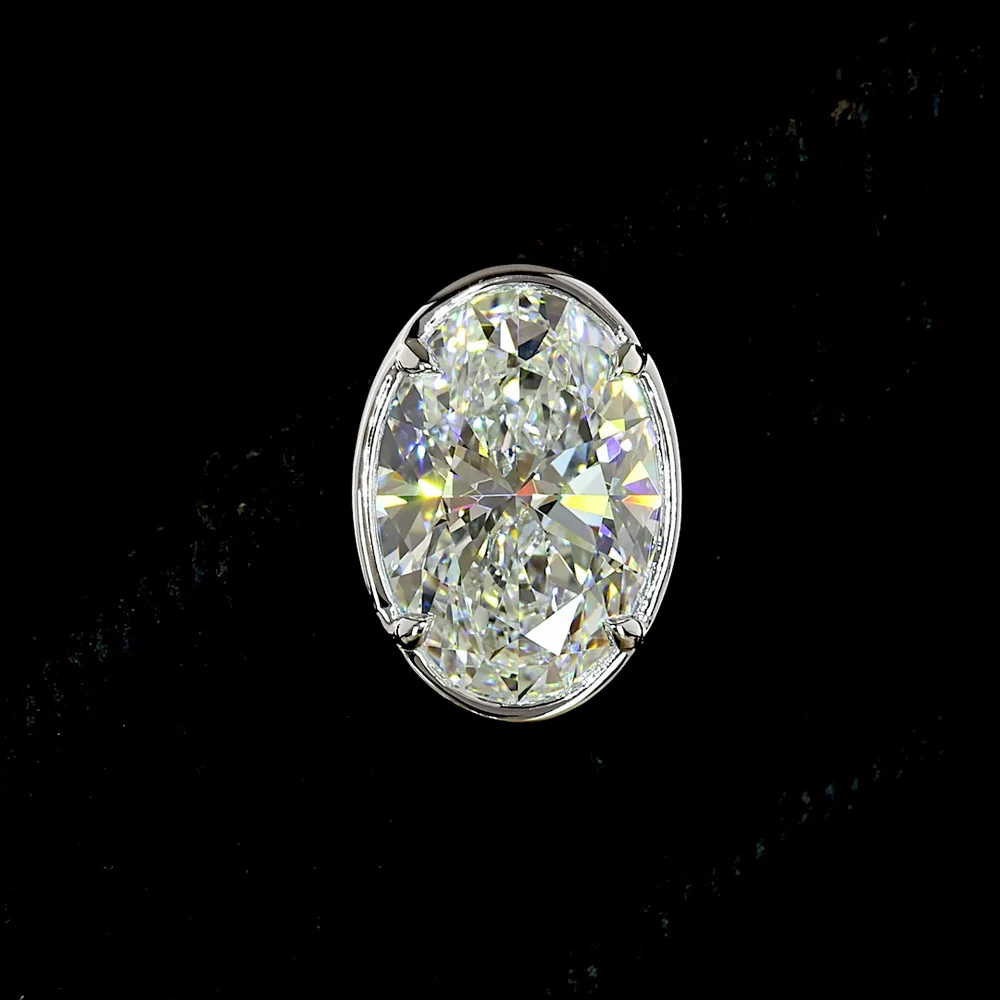 14K White Gold Oval Cut Lab Diamond Stud Earrings with Bezel-Prong Setting - 4.07 Carat Total Weight, E-F VS2 - Covaloro Fine Jewelry - Image 2