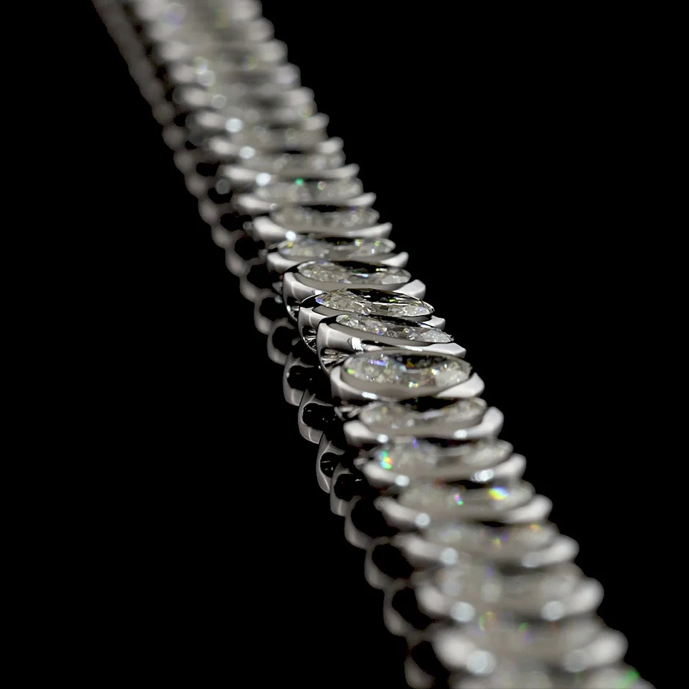 14K White Gold Oval Cut Lab Diamond Tennis Necklace - 92 Stones, 19.96 Carat Total Weight, E-F Color VS1 Clarity - Covaloro Fine Jewelry - Image 3