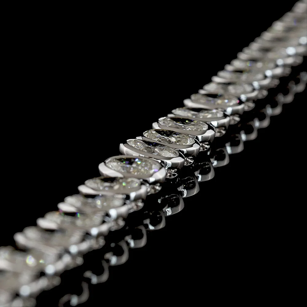 14K White Gold Oval Cut Lab Diamond Tennis Necklace - 92 Stones, 19.96 Carat Total Weight, E-F Color VS1 Clarity - Covaloro Fine Jewelry - Image 4
