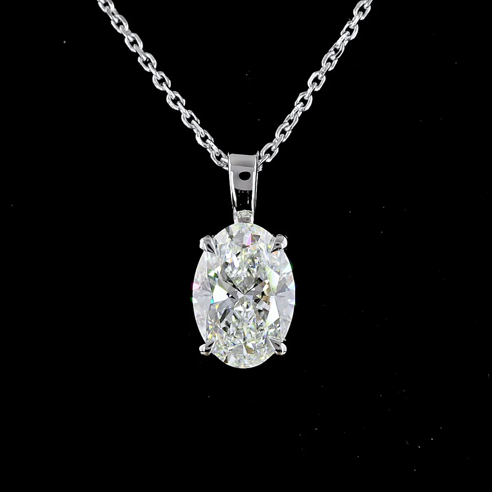 14K White Gold Oval Cut Solitaire Pendant with Lab-Grown Diamond - 1.54 Carat Total Diamond Weight, G Color VS1 Clarity - Covaloro Fine Jewelry - Image 2
