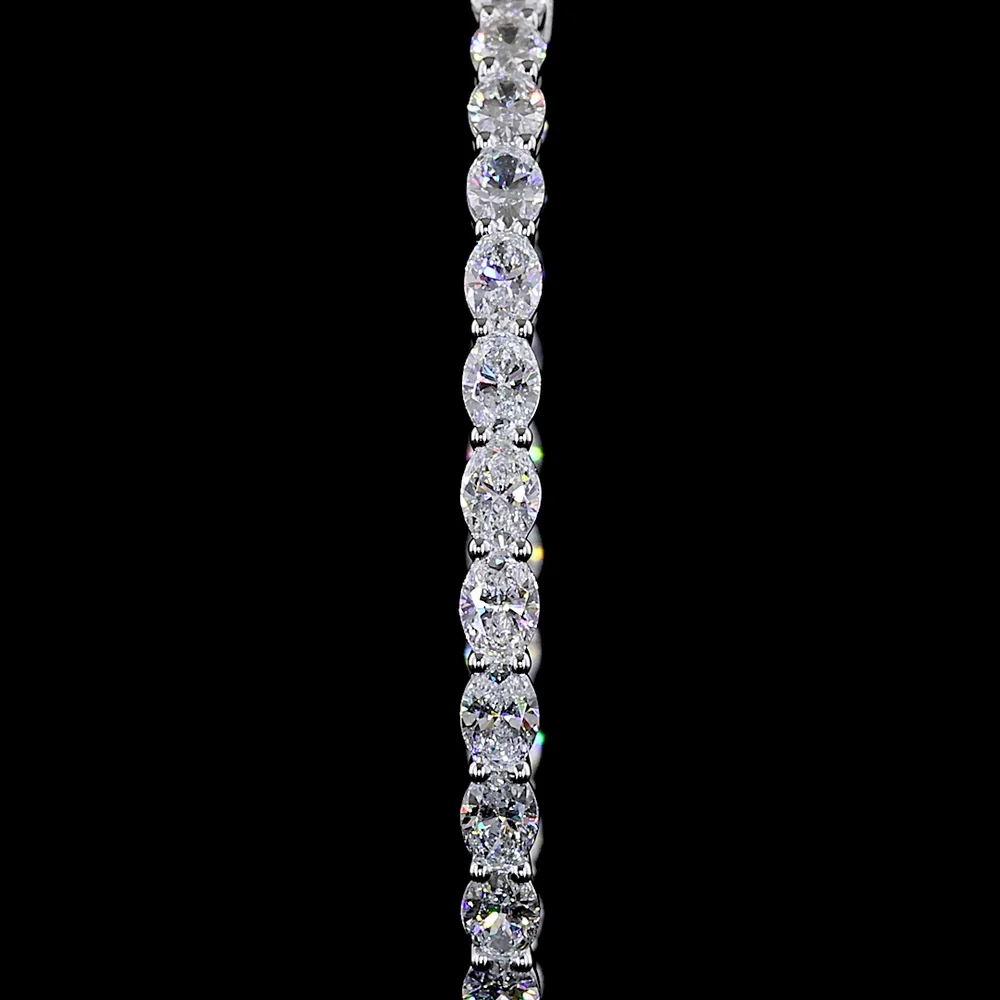 14K White Gold Oval Hoop Earrings with East-West Prong Set Lab Grown Diamonds - 6.22 Carats Total Diamond Weight - Covaloro Fine Jewelry - Image 2
