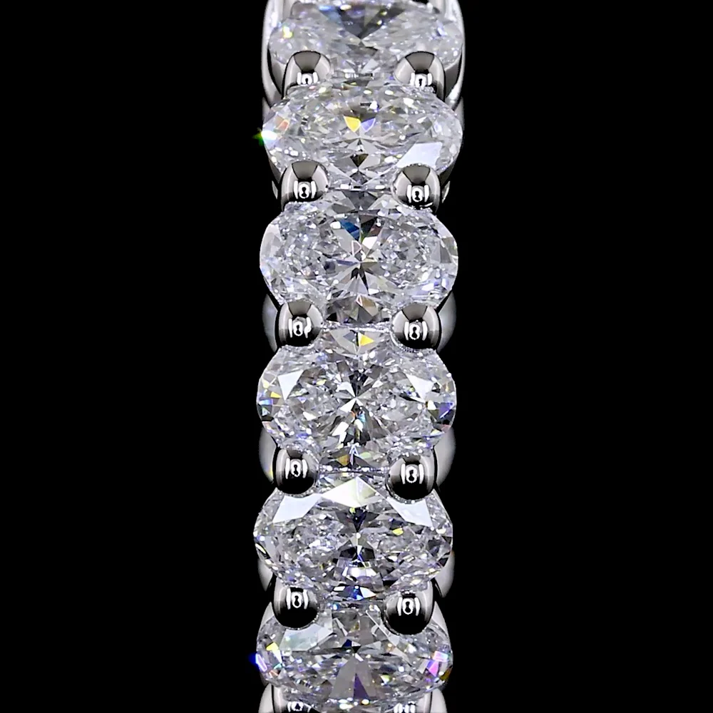 14K White Gold Oval Huggie Earrings with Prong Set Lab-Grown Diamonds - 1.53 Carats Total Diamond Weight - Covaloro Fine Jewelry - Image 3