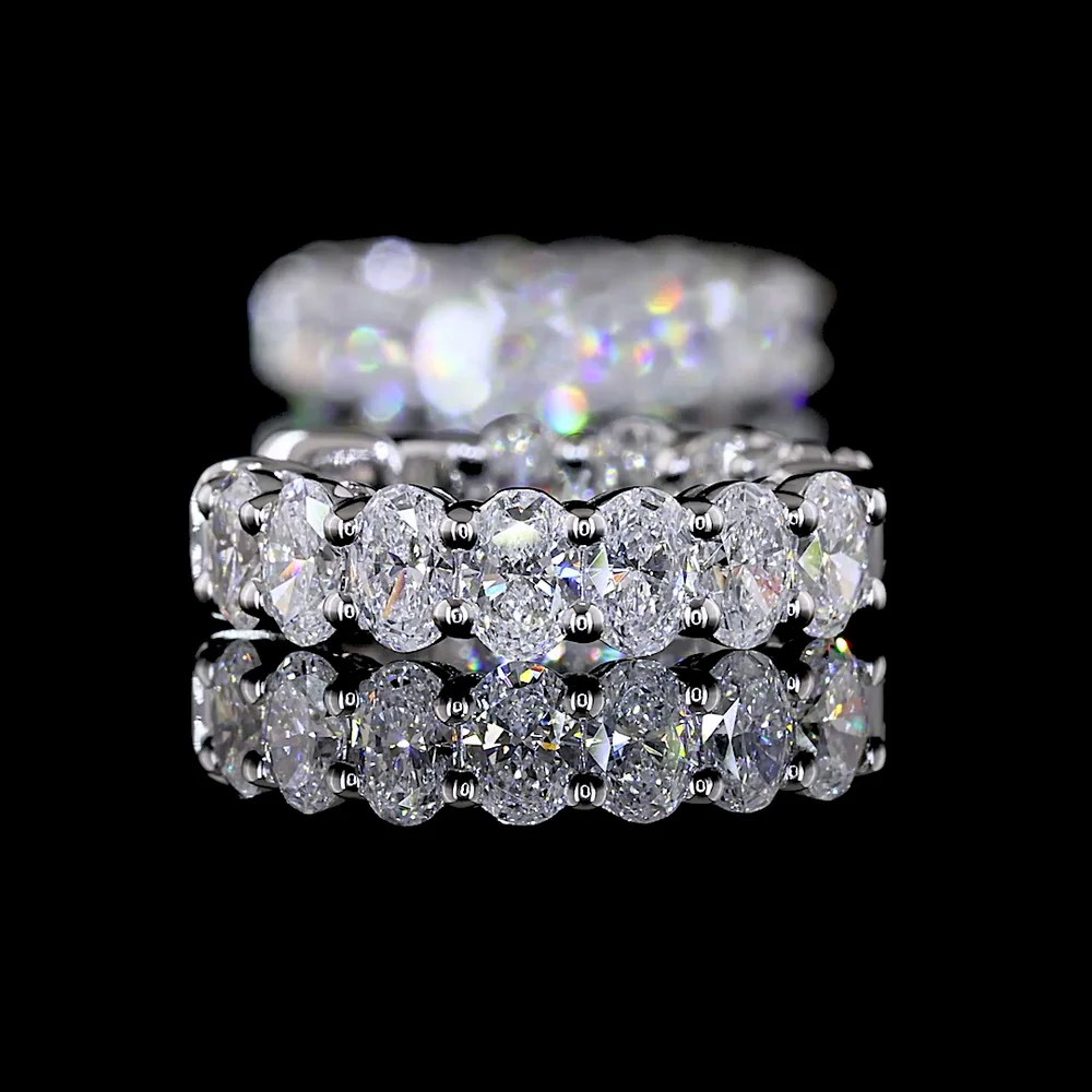 14K White Gold Oval Huggie Earrings with Prong Set Lab-Grown Diamonds - 1.53 Carats Total Diamond Weight - Covaloro Fine Jewelry - Image 4