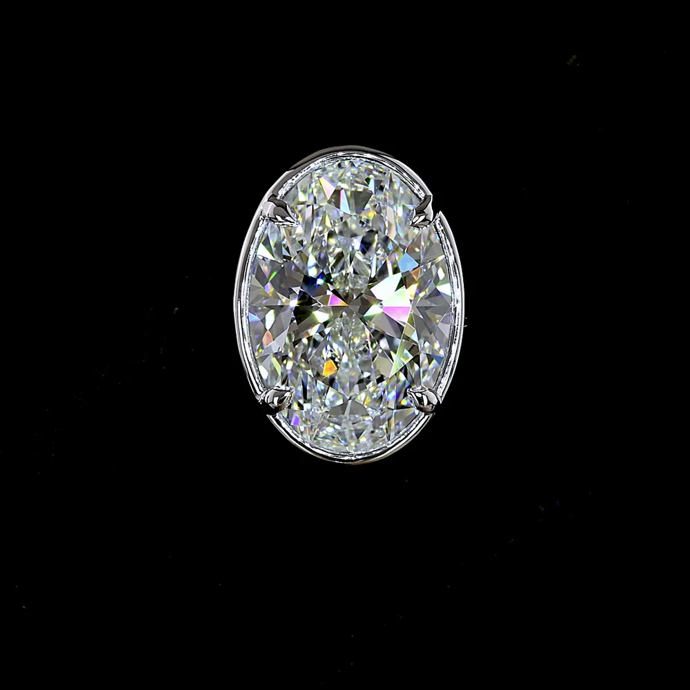 14K White Gold Oval Lab Diamond Stud Earrings with Bezel-Prong Setting - 5.13 Carat Total Weight (E-F Color, VS1 Clarity) - Covaloro Fine Jewelry - Image 2