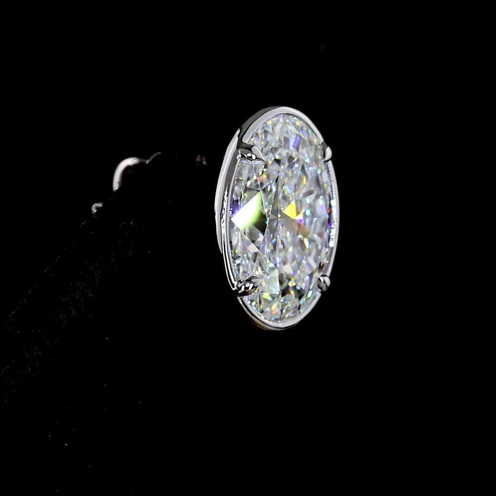 14K White Gold Oval Lab Diamond Stud Earrings with Bezel-Prong Setting - 5.13 Carat Total Weight (E-F Color, VS1 Clarity) - Covaloro Fine Jewelry - Image 4