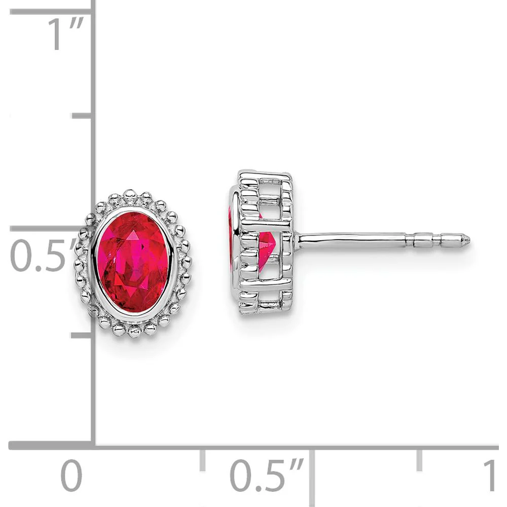 14K White Gold Oval Ruby Post Earrings - 0.32 Carat Total Ruby Weight by Monteluci Fine Jewelry - Image 4