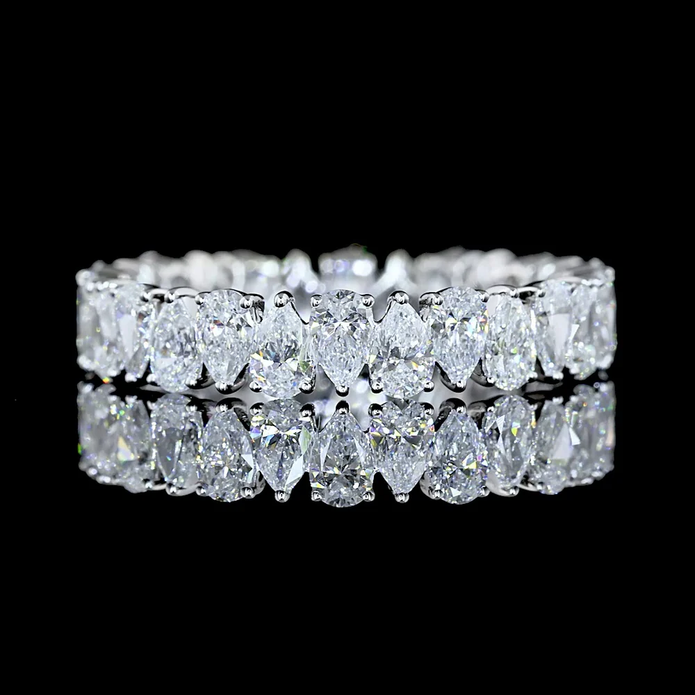 14K White Gold Pear Shape Diamond Eternity Band with North-South Prong Set Lab Diamonds - 2.08 Carat Total Weight - Covaloro Fine Jewelry