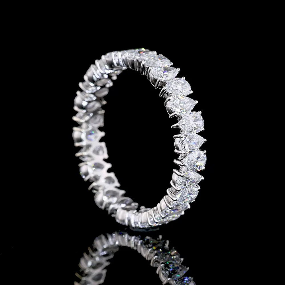14K White Gold Pear Shape Diamond Eternity Band with North-South Prong Set Lab Diamonds - 2.08 Carat Total Weight - Covaloro Fine Jewelry - Image 3