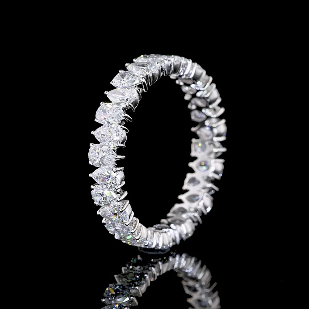 14K White Gold Pear Shape Diamond Eternity Band with North-South Prong Set Lab Diamonds - 2.08 Carat Total Weight - Covaloro Fine Jewelry - Image 4