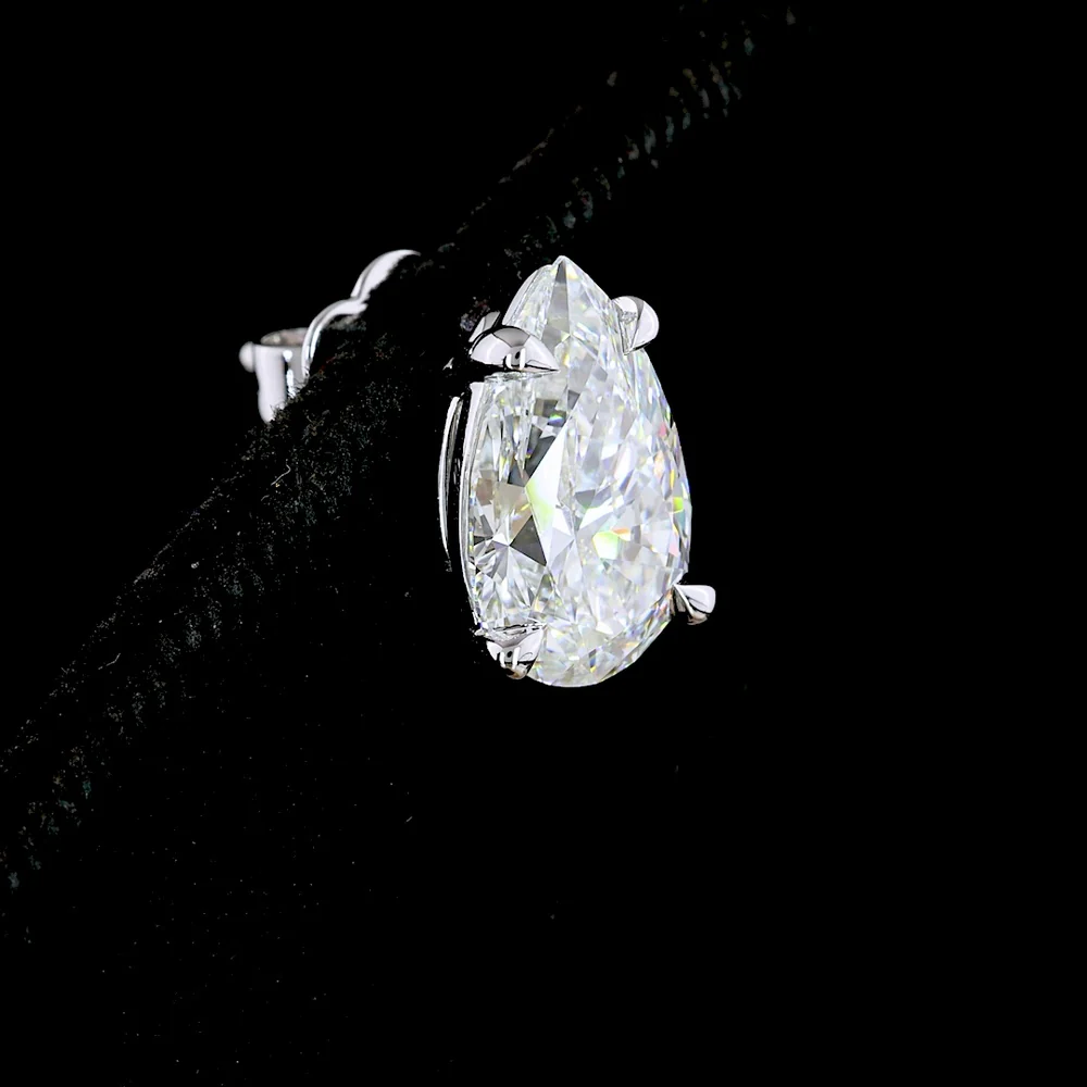 14K White Gold Pear Shape Diamond Stud Earrings with Prong Set Lab Grown Diamonds - 4.57 Carat Total Weight - Covaloro Fine Jewelry - Image 3