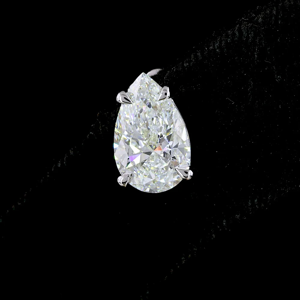 14K White Gold Pear Shape Diamond Stud Earrings with Prong Set Lab Grown Diamonds - 4.57 Carat Total Weight - Covaloro Fine Jewelry - Image 4