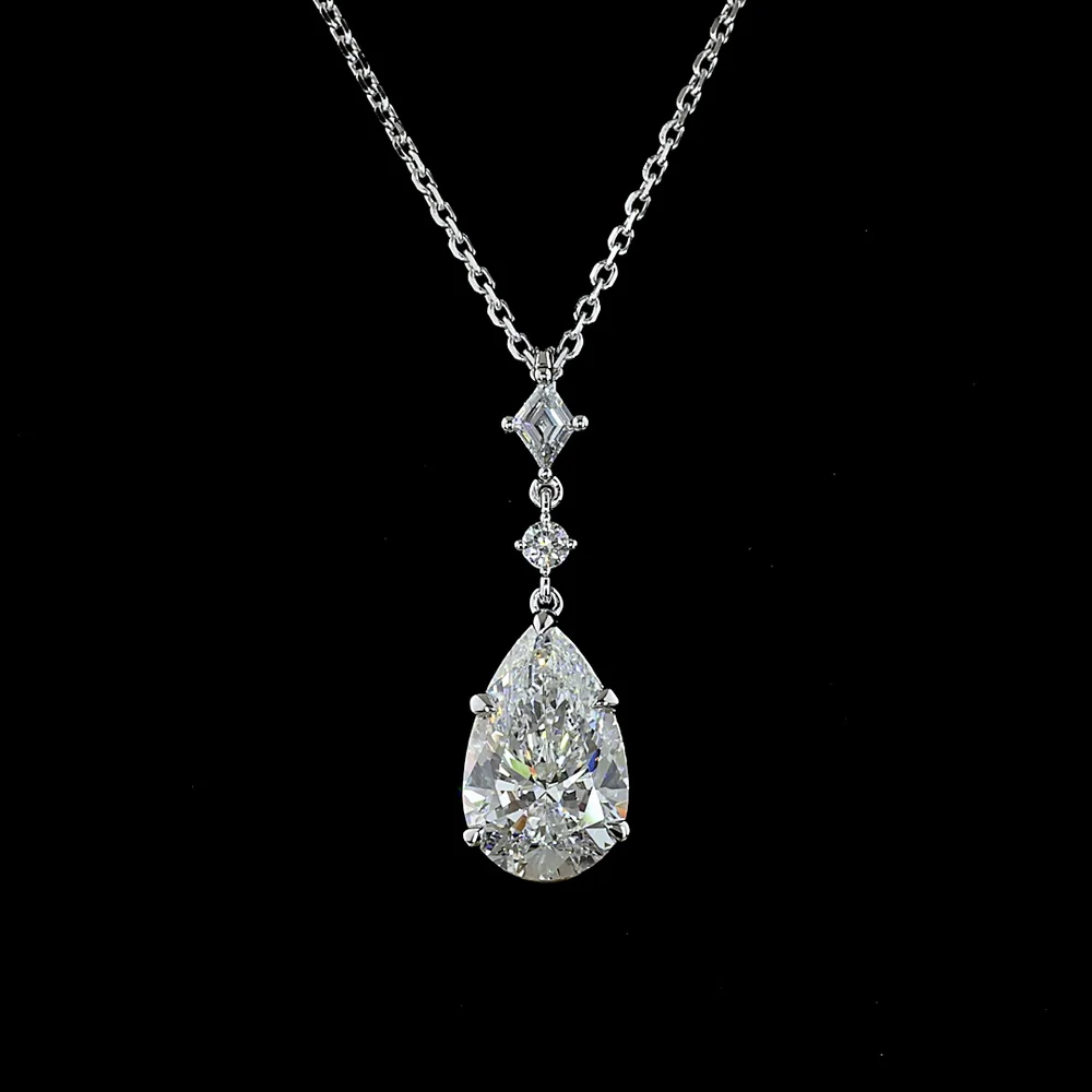 14K White Gold Pear Shape Drop Pendant with 2.00 Carat Lab Grown Diamond and 0.08 Carat Accent Stone - 2.11 Carat Total Diamond Weight, IGI Certified D VVS2 - Covaloro Fine Jewelry - Image 2