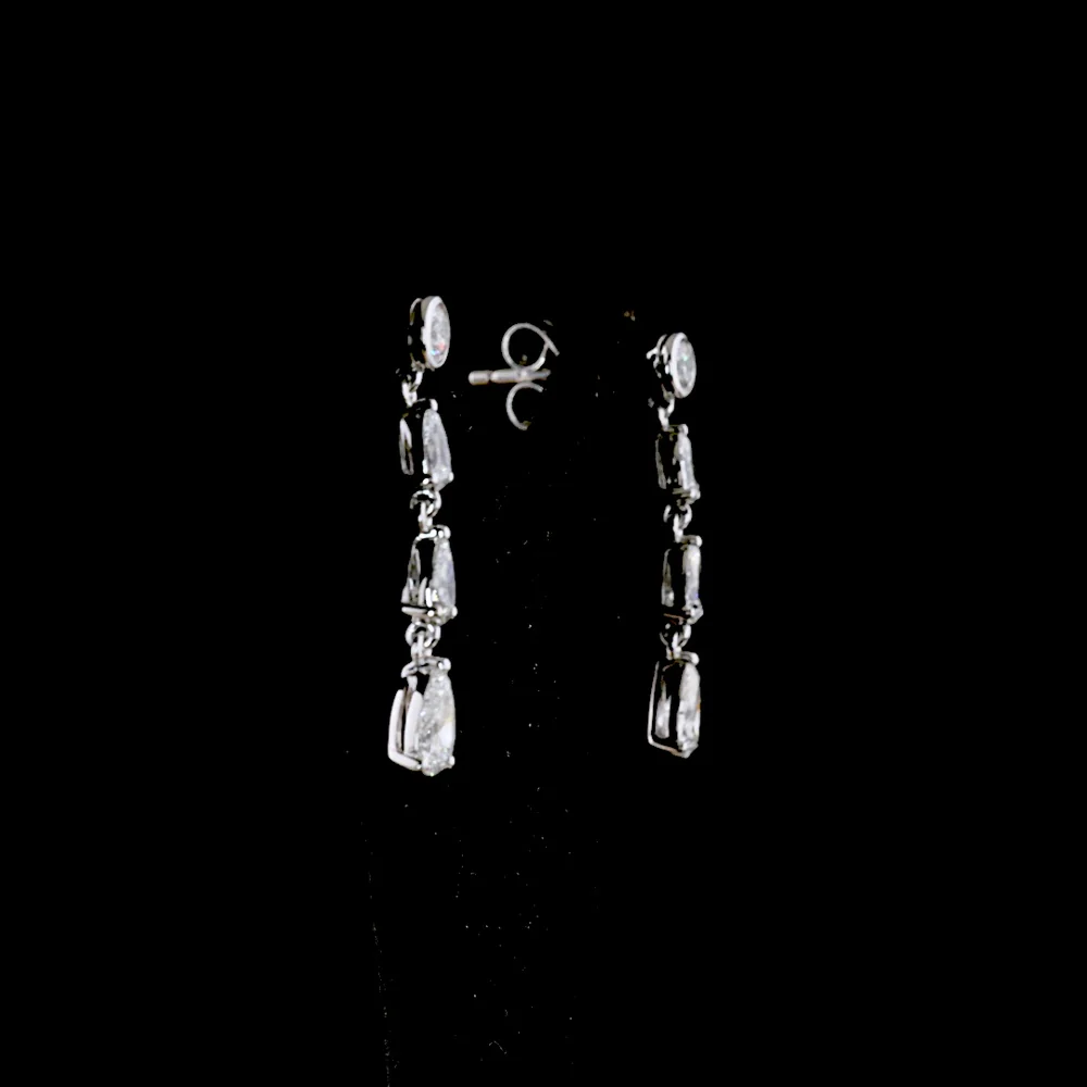 14K White Gold Pear Shape Lab Diamond Drop Earrings with Bezel and Prong Settings - 1.27 Total Carat Weight - Covaloro Fine Jewelry - Image 3